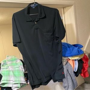 Vintage Polo By Ralph Lauren Pima Cotton Pocket Polo Golf Shirt Medium Black